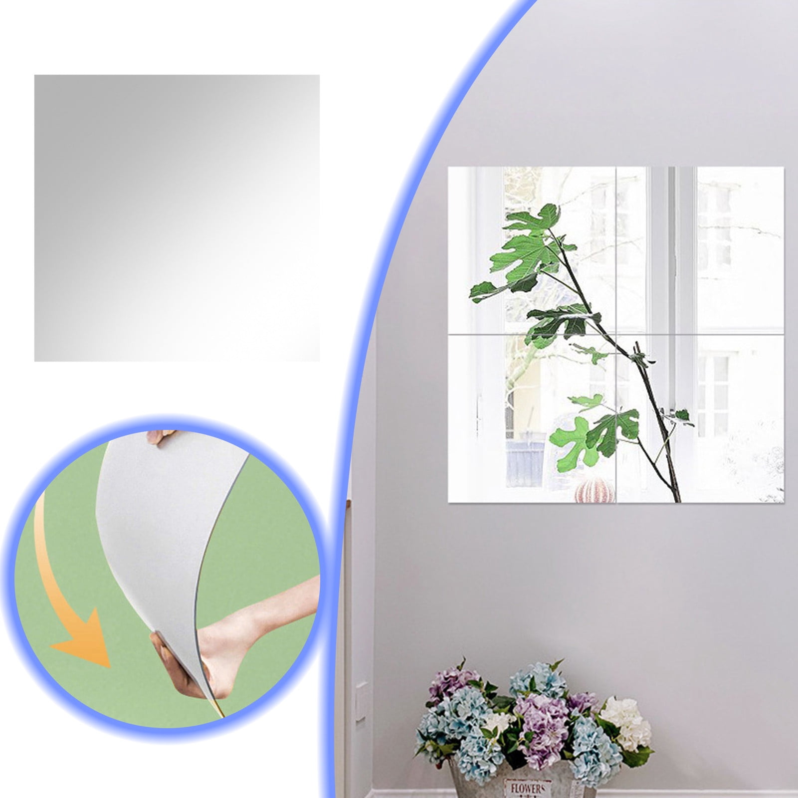 Dr.Eam Self Adhesive Acrylic square Wall Mirror Tiles Plastic Mirror ...