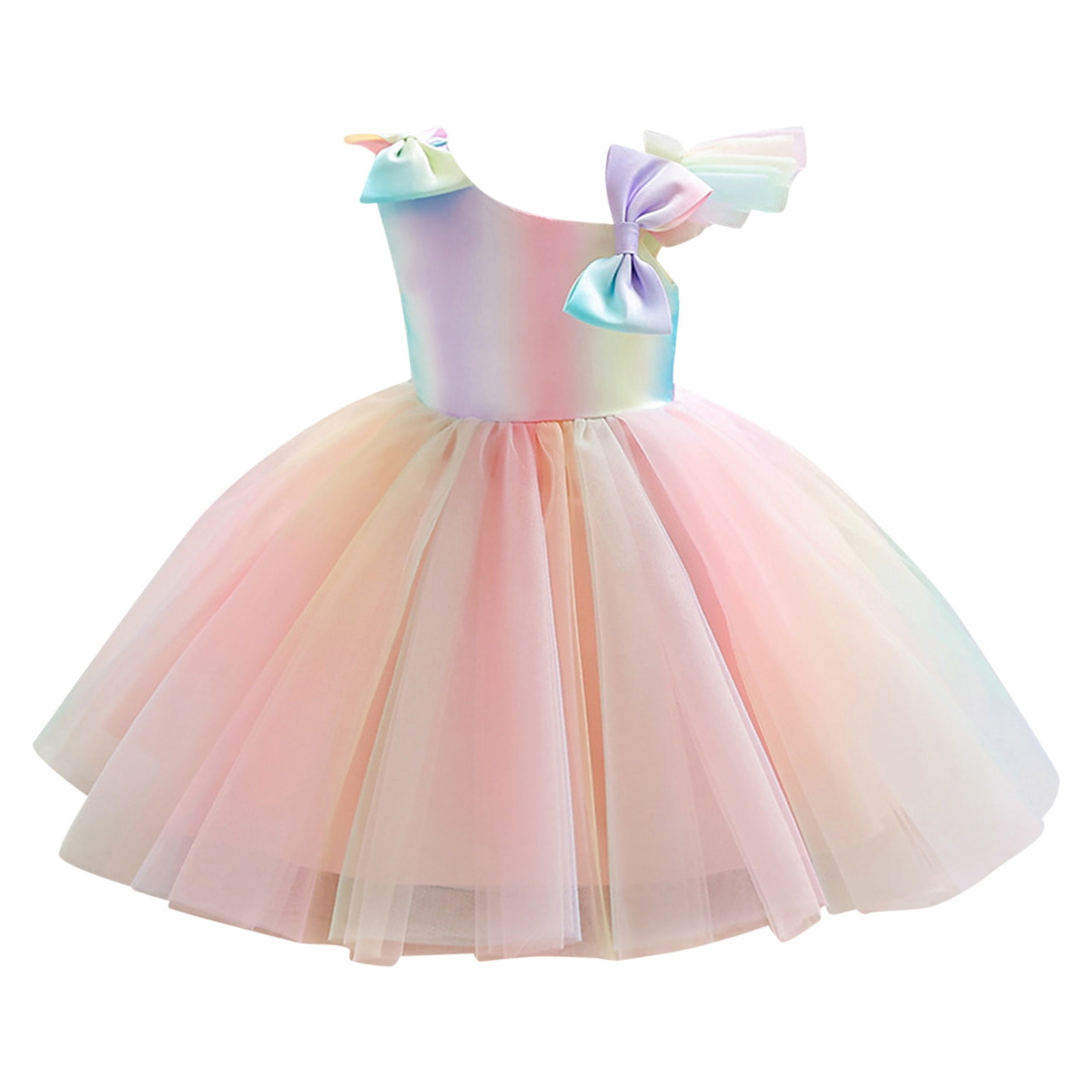 Dr.Eam Toddler Girls Dress Sleeveless Princess Mesh Dress Rainbow For ...