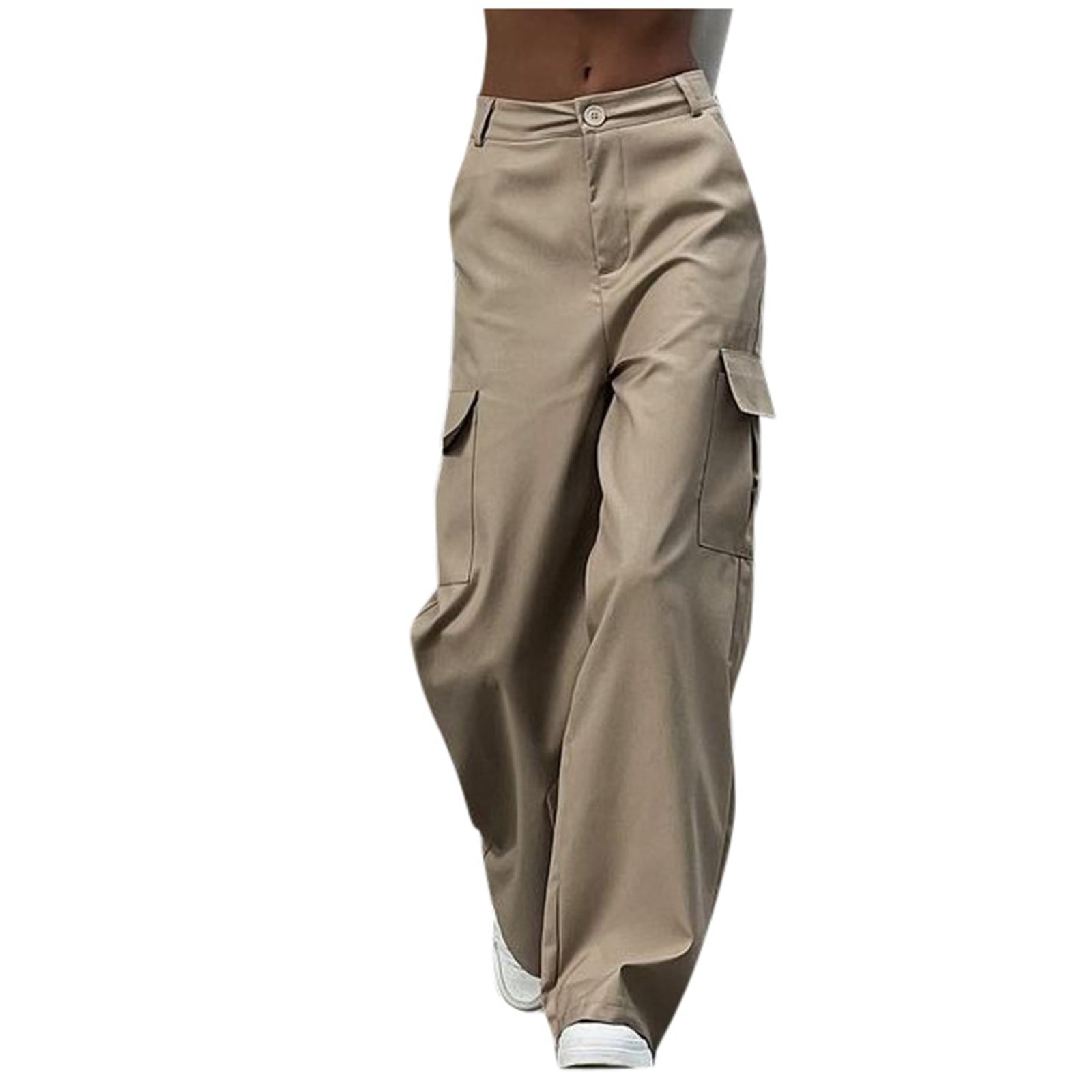 Dr.Eam Women Long Cargo Pocket High Waist Workwear Pants Casual