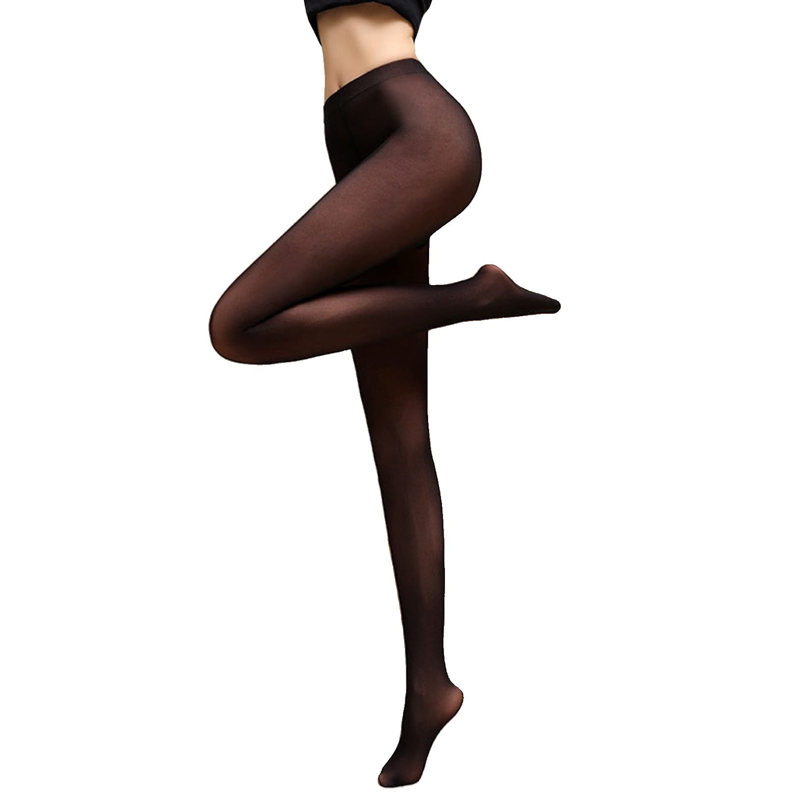 Dr.Eam Women Translucent Warm Fleece Pantyhose Fleece Lined Pantyhose