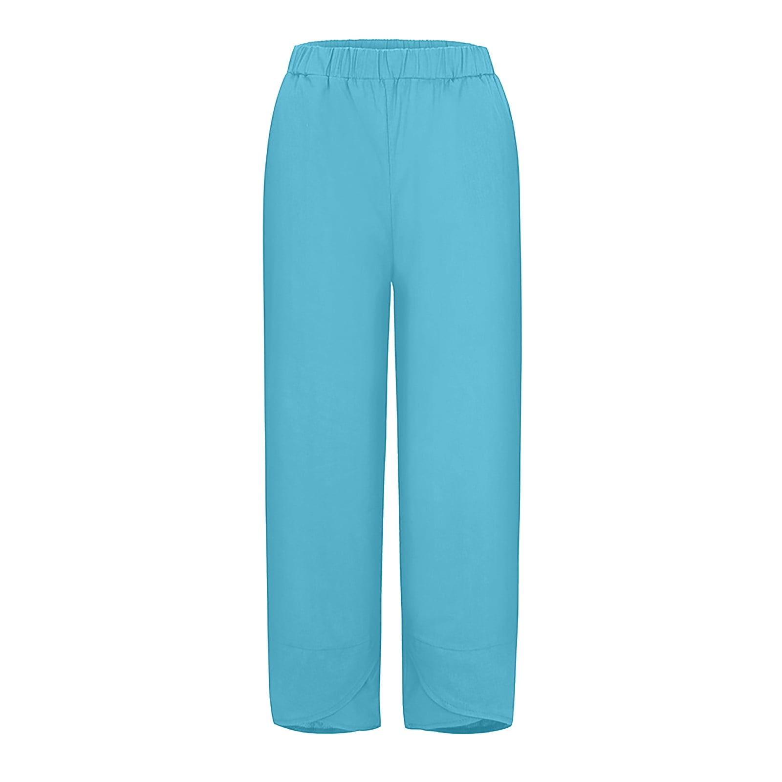 Dr.Eam Womens High Rise Plus Size Fashion Solid Color Cotton Flax