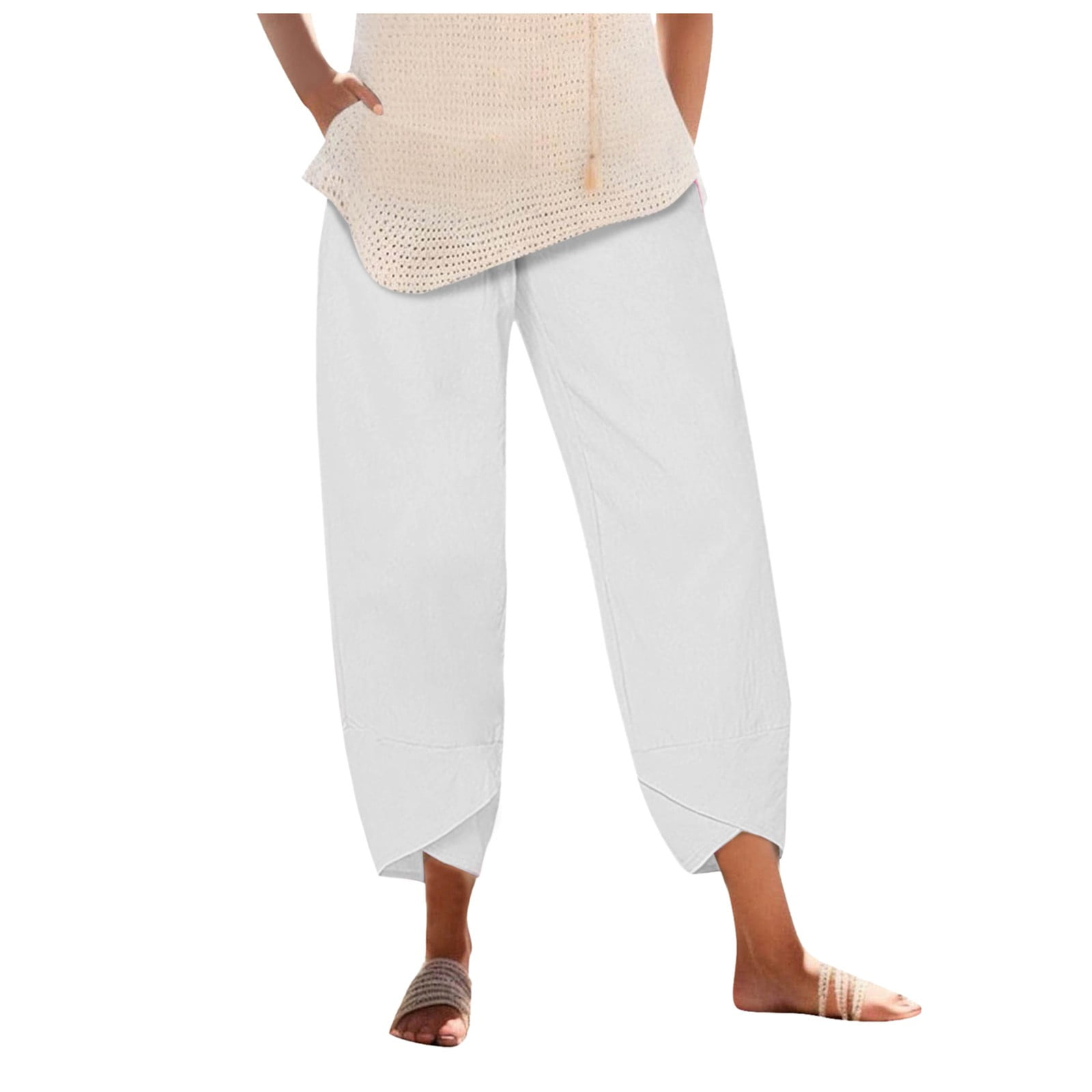 Dr.Eam Womens Trousers Fashion Elastic Waist Pant Pocket Loose Harem ...
