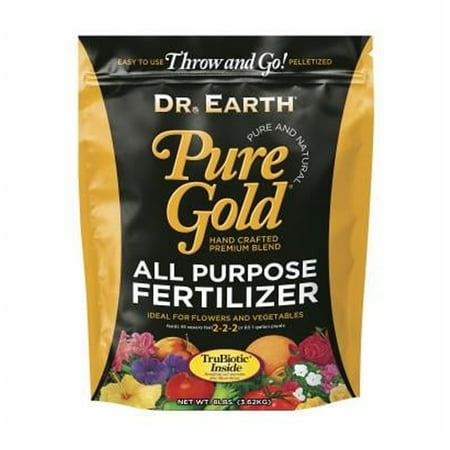 Dr. Earth Pure Gold All Purpose Fertilizer - Natural, 2-2-2 NPK - 8 lb — Outdoor & Indoor Plant Use, Easy Application