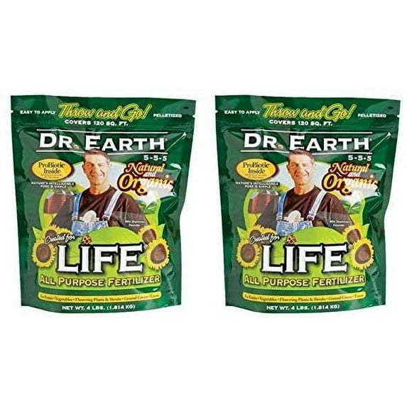 Dr. Earth 736P Life Organic All Purpose Fertilizer in Poly Bag, 4-Pound 2-Pack