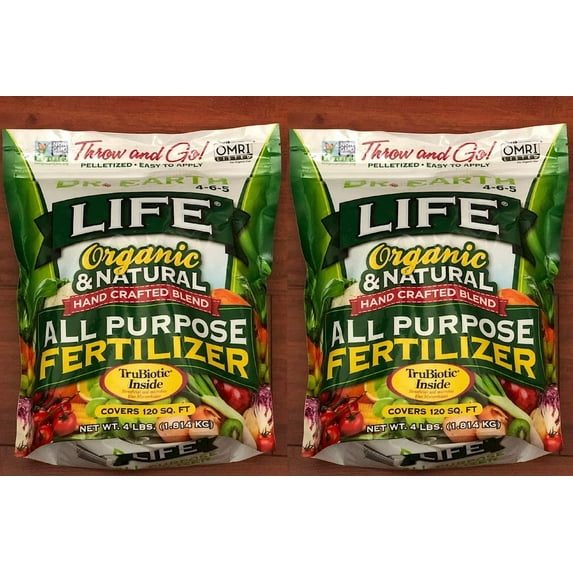 Dr. Earth Life All Purpose 4-6-5 Fertilizer 4-Lb - New #736P Packaging for 2020 2-Bags