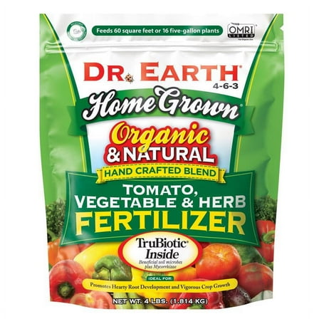 Dr. Earth Organic & Natural Home Grown Tomato and Vegetable Food, 4-6-3 Fertilizer, 4 lb.