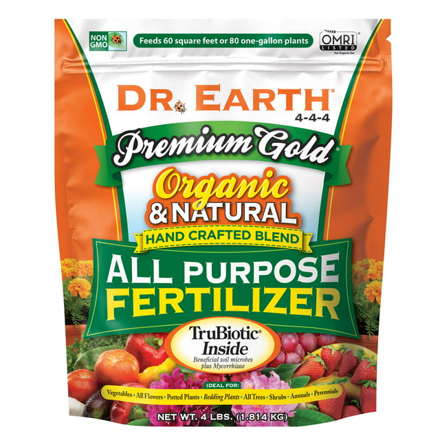 Dr. Earth Organic & Natural Premium Gold All Purpose Plant Food, 4-4-4 Fertilizer, 4 lb.
