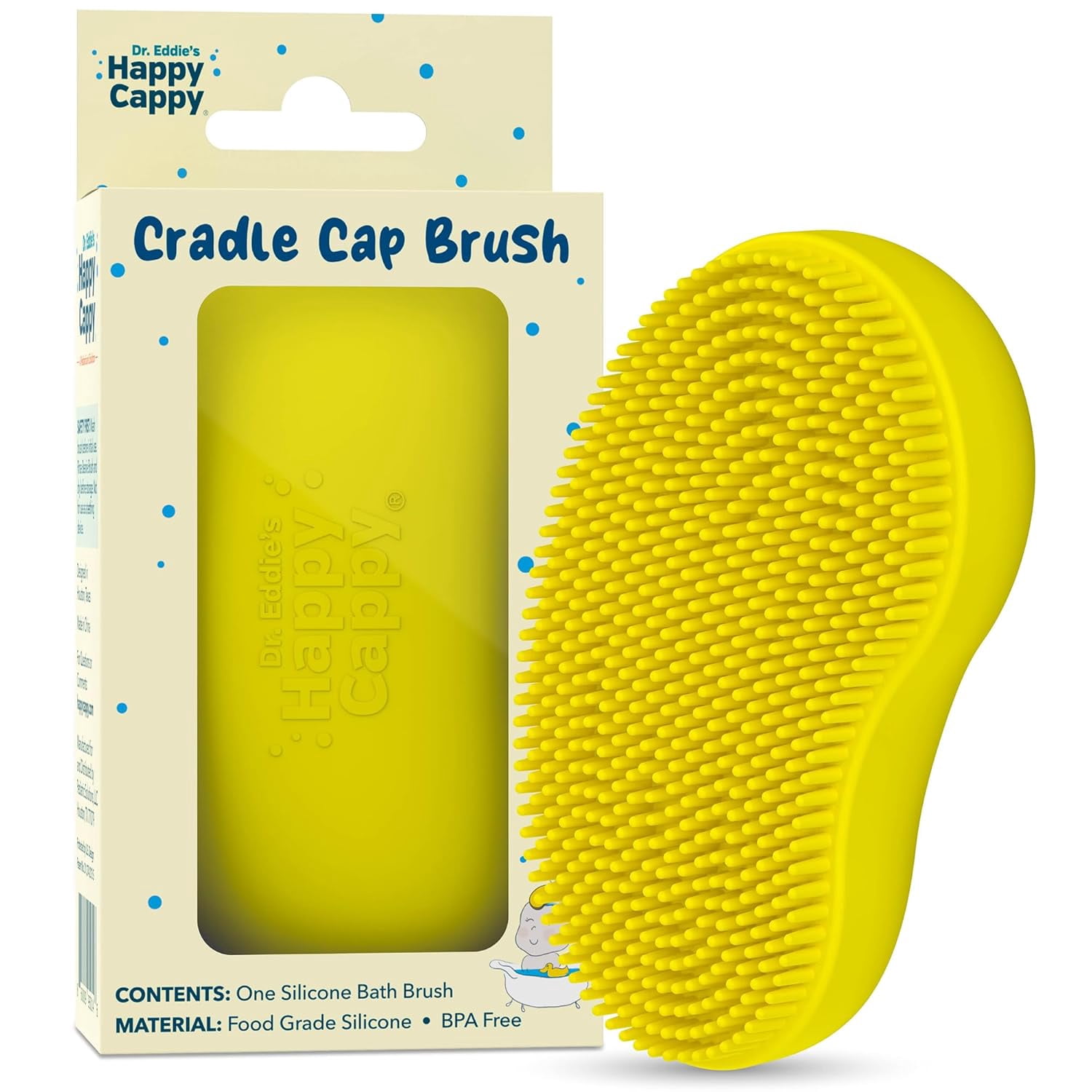 Dr. Eddie's Happy Cappy Beanie Brush for Cradle Cap & Dry Skin, Gentle Food-Grade Silicone, BPA Free