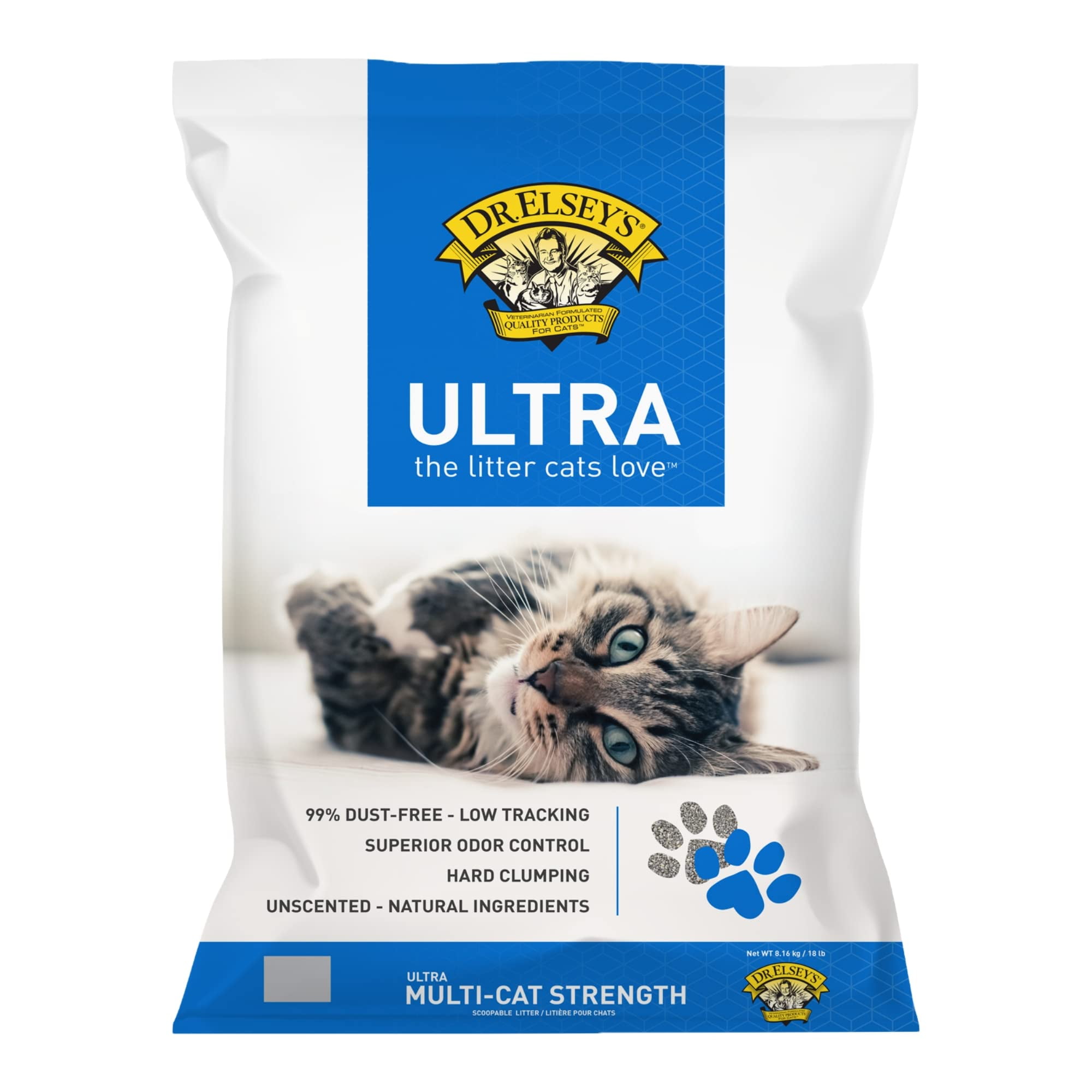 Dr. Elsey's Premium Clumping Cat Litter - Ultra - 99.9% Dust-Free, Low Tracking, Hard Clumping, Superior Odor Control, Unscented & Natural Ingredients S301