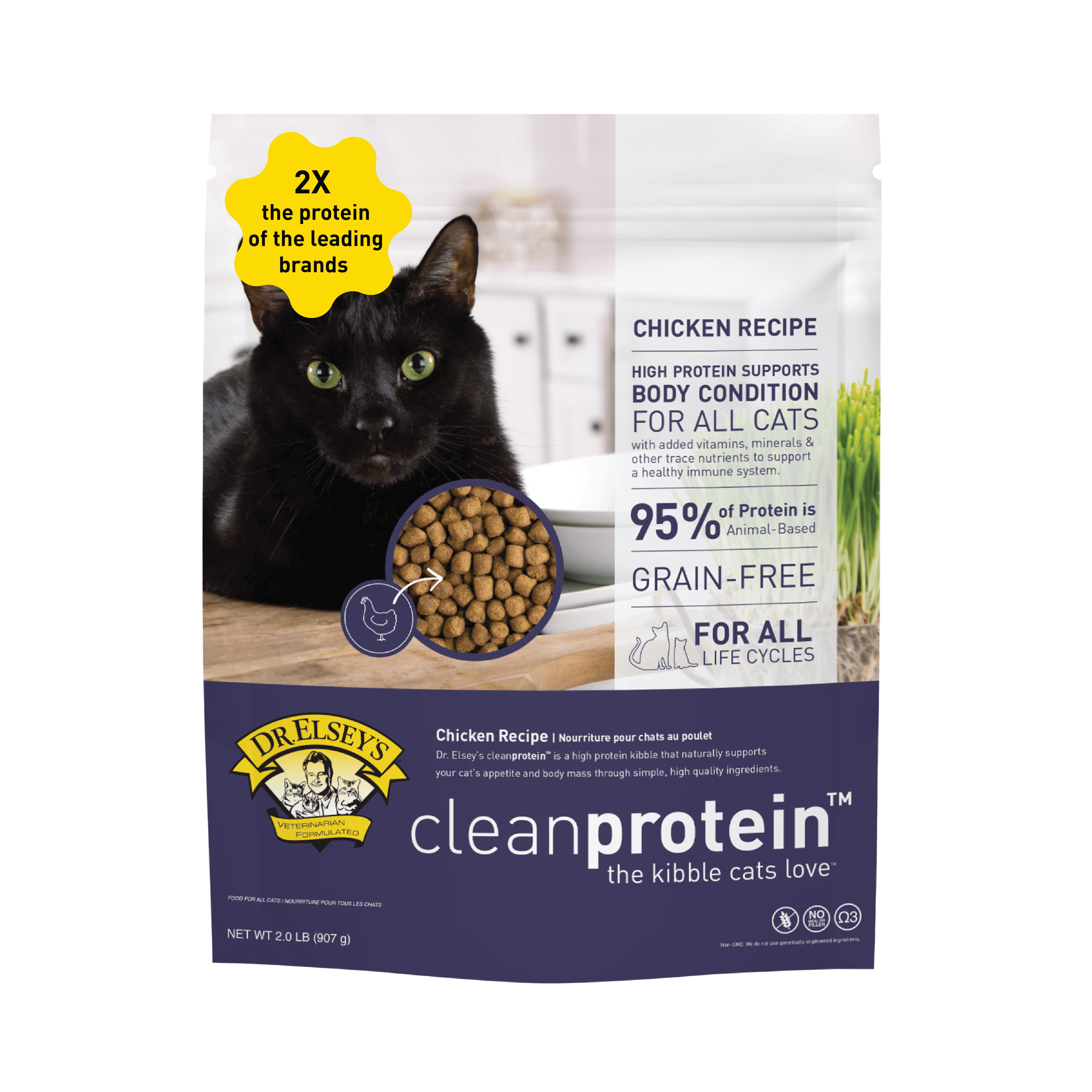 Dr. Elseys cleanprotein Grain-Free Chicken Flavor Dry Cat Food for All Life Stages, 2 lb. Bag
