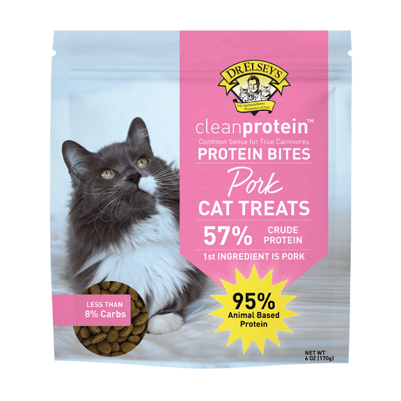 Dr. Elsey's cleanprotein Protein Bites Pork Flavor Crunchy Treats for Cats, 6 oz Pouch
