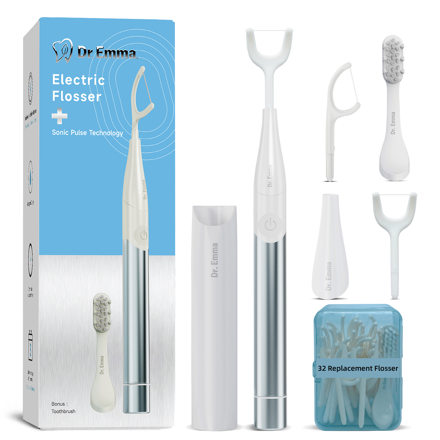 Dr. Emma Electric Vibration Flosser, Power Flosser for Adults, Gum