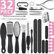Dr. Entres 32-Piece Professional Pedicure Kit 32 Pedicure Tools Supplies Set, Callus Remover for Feet, Foot File, Nail File Buffer, Foot Spa Products, EntreFeet