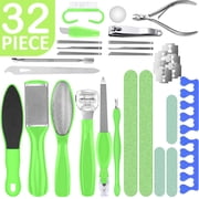 Dr. Entres 32-Piece Professional Pedicure Kit 32 Pedicure Tools Supplies Set, Callus Remover for Feet, Foot File, Nail File Buffer, Foot Spa Products, EntreFeet