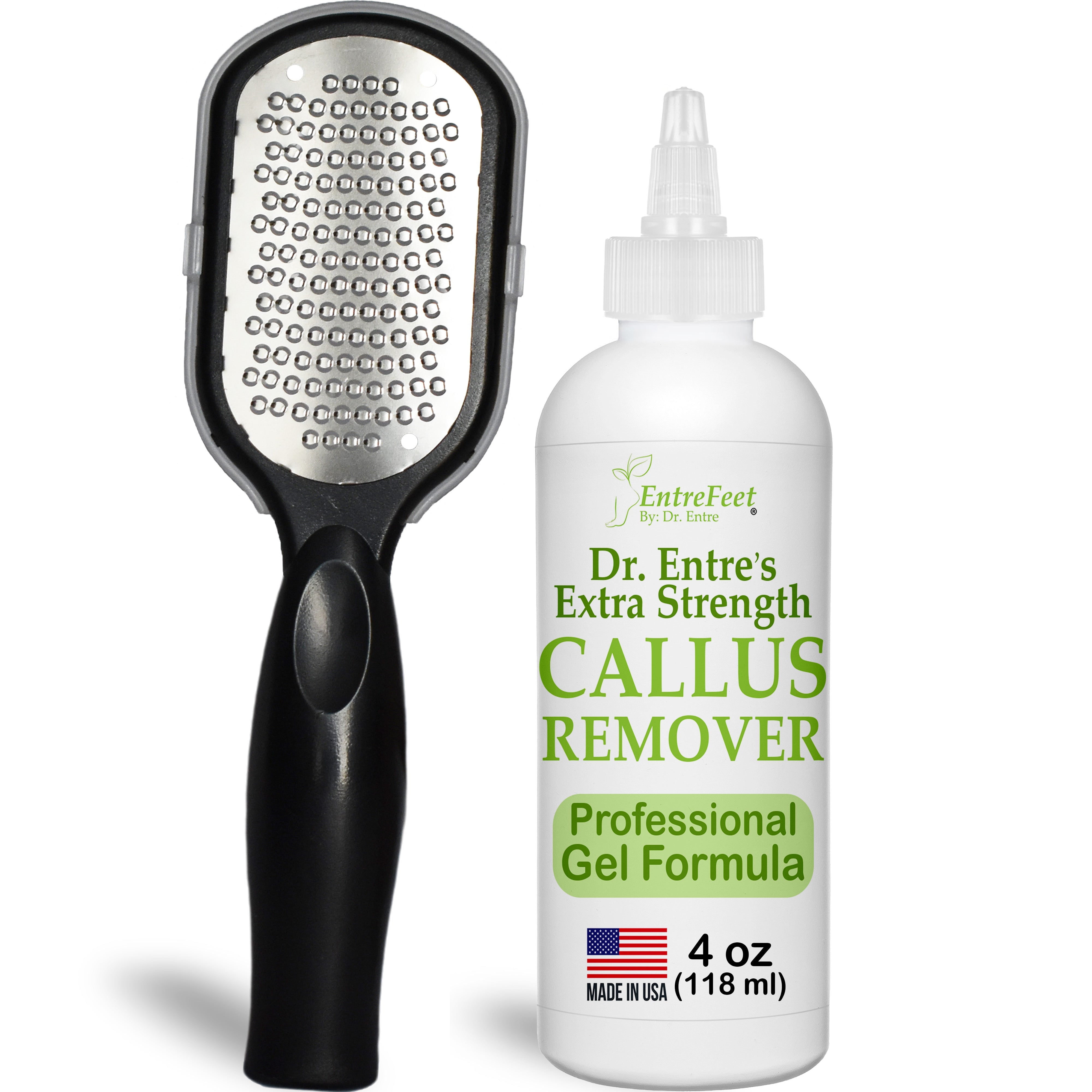 Dr. Entre's Callus Remover Gel & Foot File: Extra Strength Callus Remover for Feet, Foot Callus Remover, Pedicure Tools Supplies, Spa Kit, Dead Skin Scrubber, 4 oz EntreFeet