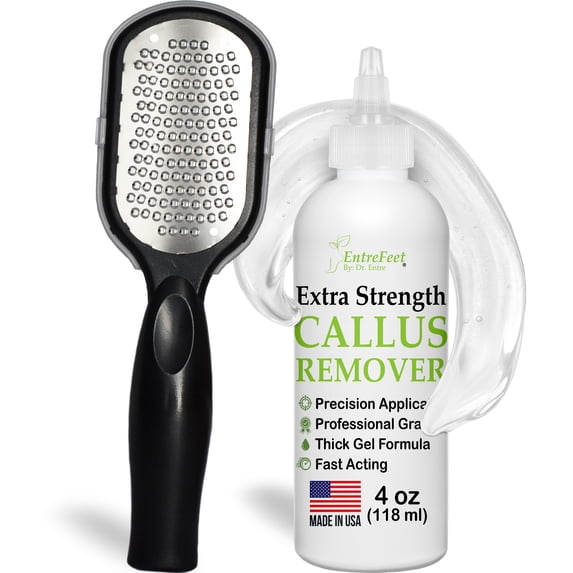 Dr. Entre's Callus Remover Gel & Foot File: Extra Strength Callus Remover for Feet, Foot Callus Remover, Pedicure Tools Supplies, Spa Kit, Dead Skin Scrubber, Corn & Callus Trimmers, 4 oz EntreFeet