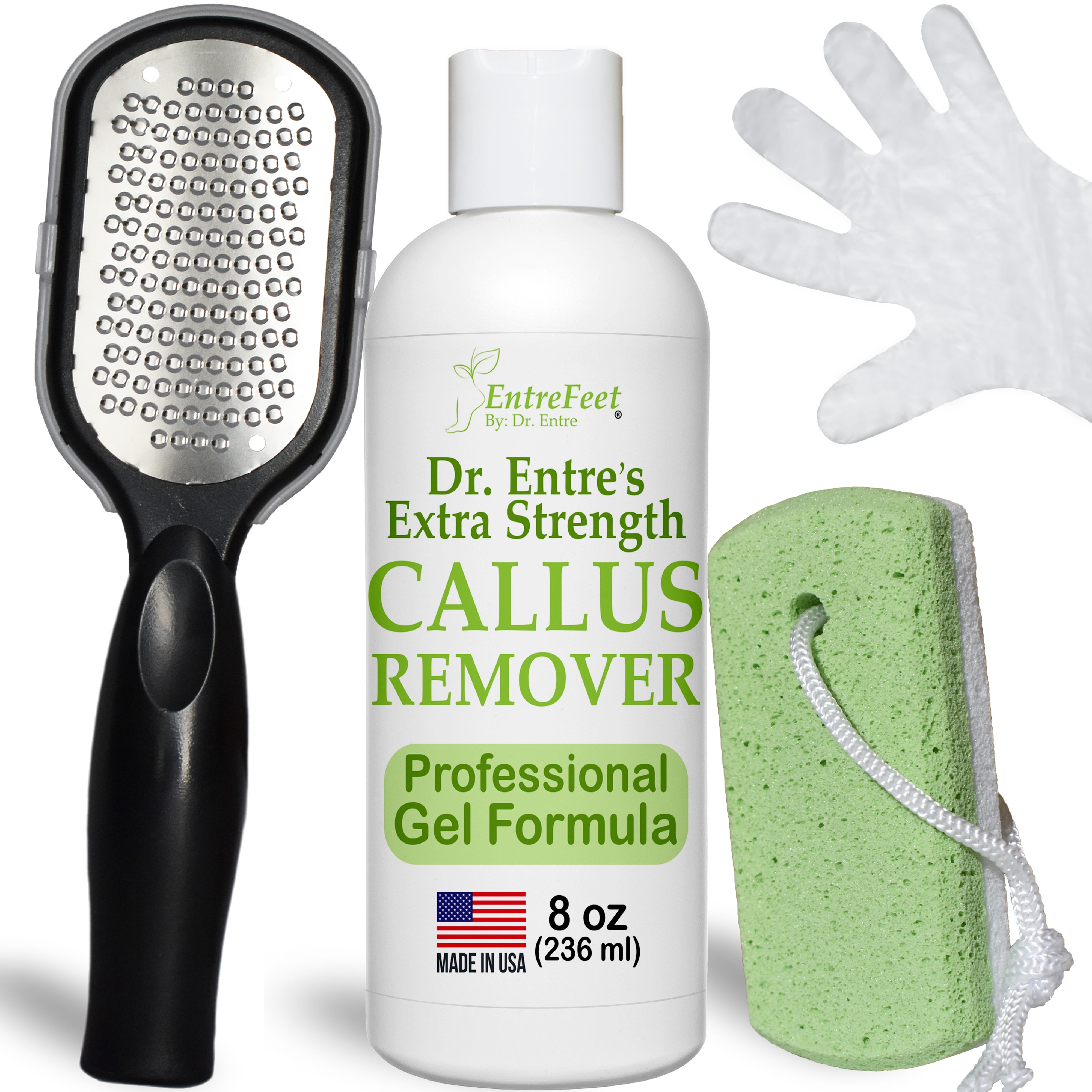 Callus Remover for Feet with Extra Strength Gel & Foot Pumice Stone Set -  Easy Way to Remove Hard Calluses & Dead Skin Build-Up - Professional  at-Home