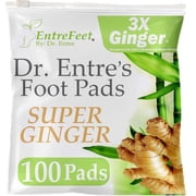 Dr. Entre's Super Ginger Detox Foot Pads: Deep Cleansing, Foot Detox Patches, Detoxifying Toxins, Homeopathic & Herbal 100 Pack EntreFeet