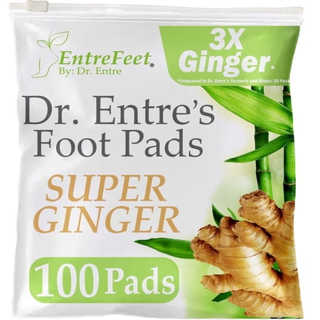Dr. Entre's Super Ginger Detox Foot Pads: Deep Cleansing, Foot Detox Patches, Detoxifying Toxins, Homeopathic & Herbal 100 Pack EntreFeet