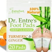 Dr. Entre's Turmeric & Ginger Detox Foot Pads: Deep Cleansing, Foot Detox Patches, Detoxifying Toxins, 20 Pack EntreFeet