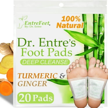 Dr. Entre's Turmeric & Ginger Detox Foot Pads: Deep Cleansing, Foot Detox Patches, Detoxifying Toxins, 20 Pack EntreFeet