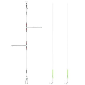 Dr. Fish Fishing Leaders 10 pcs Stainless Steel Rigs with 2 Snelled Aberdeen Hooks 1/0 Freshwater
