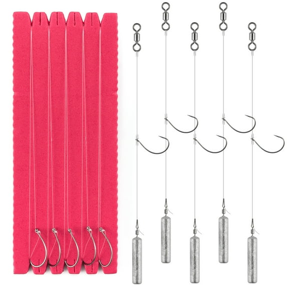 Dr.Fish 10 Pack Drop Shot Rig Bass Fishing Rig Snelled Hook Leader Line ...