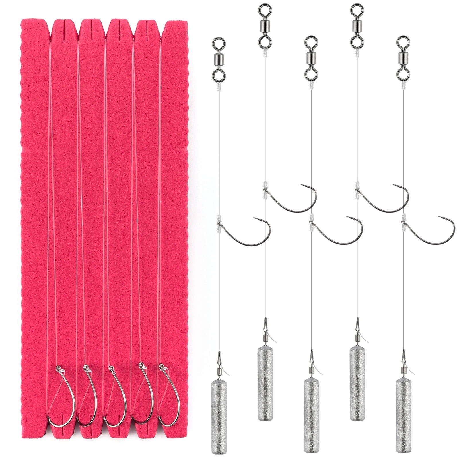 Dr.Fish 10 Pack Drop Shot Rig Bass Fishing Rig Snelled Hook Leader Line ...