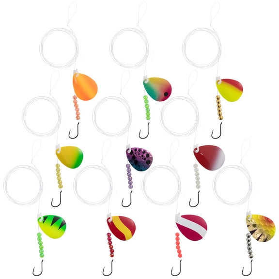 Dr. Fish 10 Pack Walleye Rigs Kit, 47 Inches, 15LB Mono Crawler Harness Walleye Float Rig Colorado Spinner Octopus Hooks for Freshwater Trolling