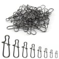 thumbnail image 1 of Dr.Fish 100 Pack Fishing Duo-Lock Snaps 110lb size 6 Stainless Steel Freshwater Saltwater Fishing Tackle Solid Wires Quick Change Safe Lock, 1 of 6