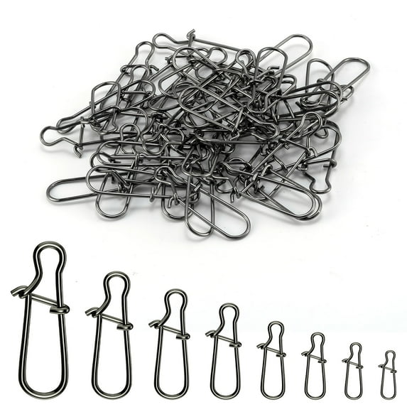 Dr.Fish 100 Pack Fishing Duo-Lock Snaps 110lb size 6 Stainless Steel Freshwater Saltwater Fishing Tackle Solid Wires Quick Change Safe Lock