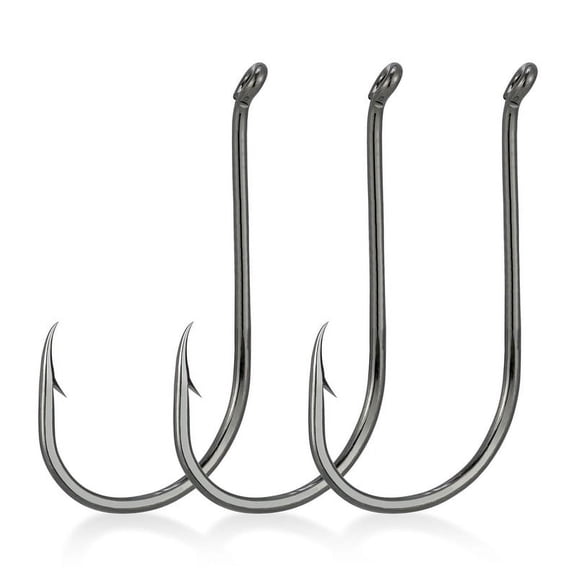 Dr.Fish 100pcs Octopus Hooks Fishing Circle Hooks #3/0 High Carbon Sharp Black Saltwater