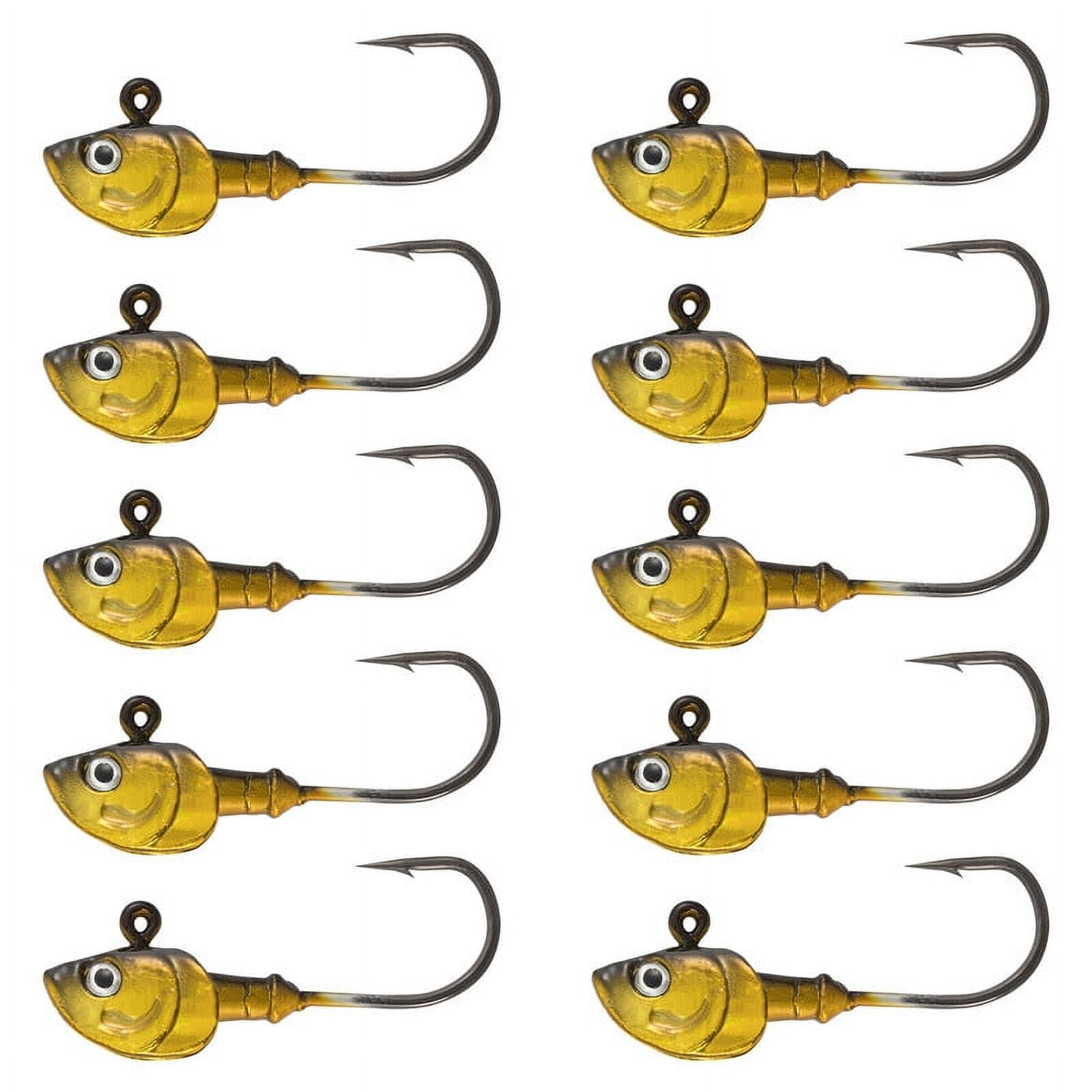 Dr.Fish 10pcs Swimbait Jig Heads Flat Jigs 3D Eyes High Carbon Steel Hooks Saltwater