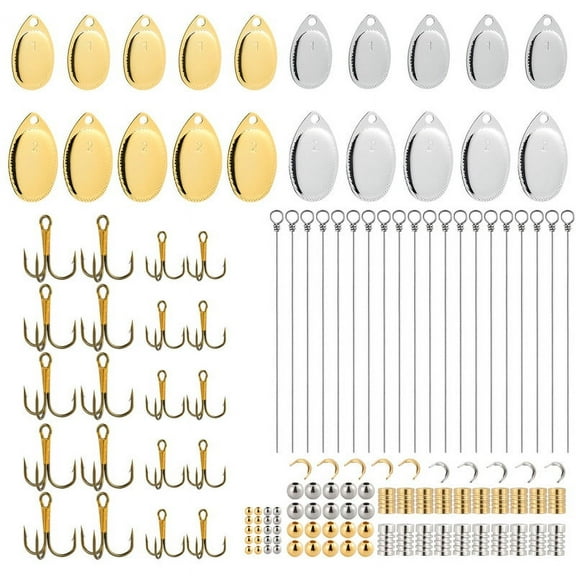 Dr.Fish 140pcs Fishing Spinner Lures Making Kit French Blades Clevis Hooks Beads Starter