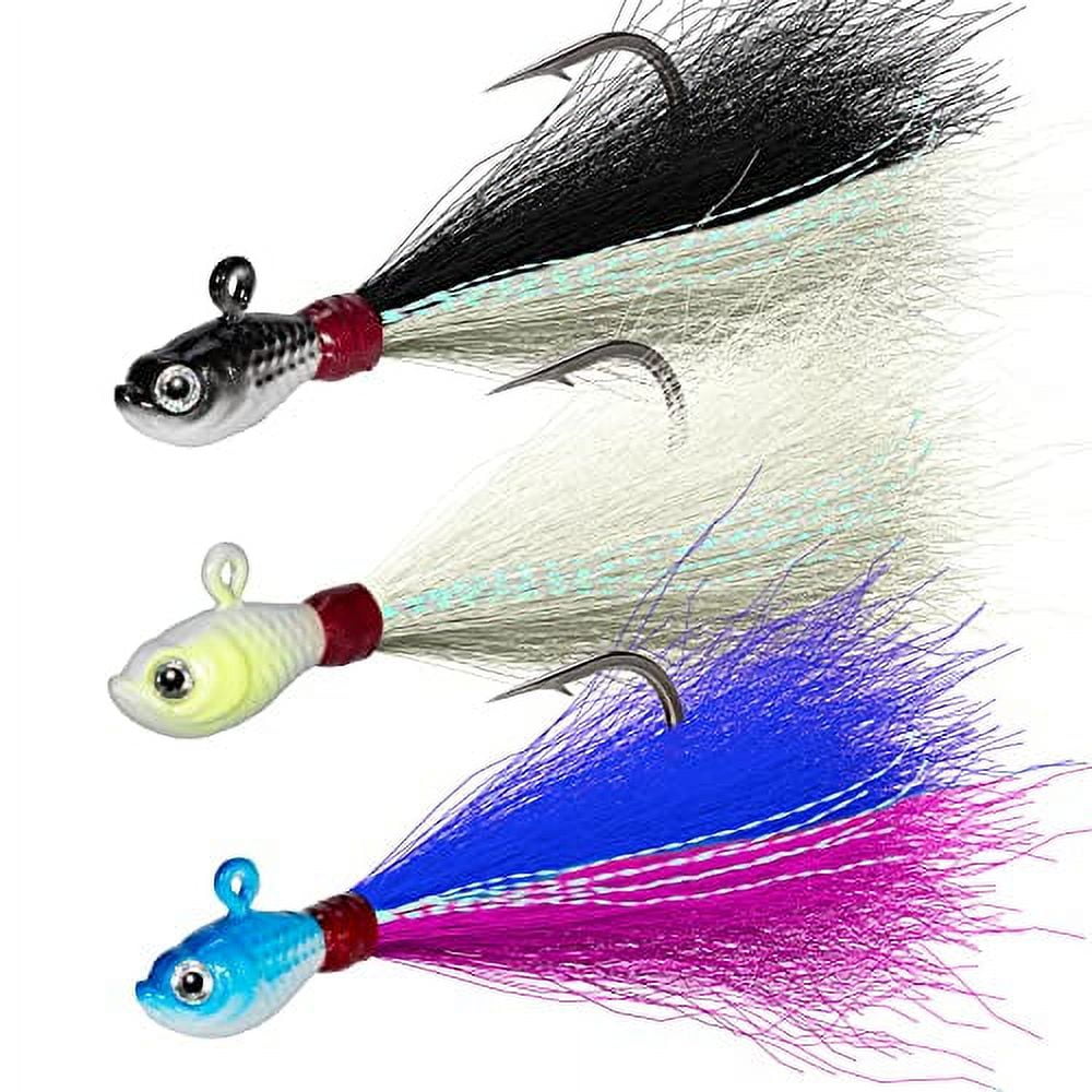 Dr.Fish 3 Pack Bucktail Jig Lure Hair Jig Saltwater Freshwater Lures