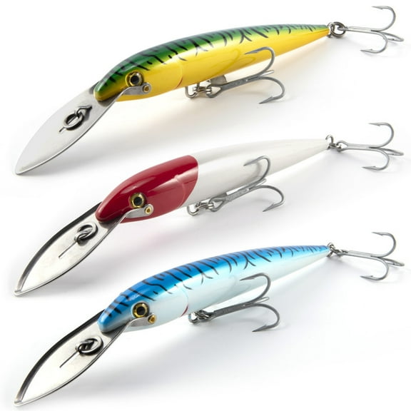 Dr.Fish 3 Pack Deep Diving Trolling Lures 13-20ft Saltwater Fishing Lures 7.5" Deep Diving Jerkbait VMC Treble Hooks Hard Lures Pencil Twitch Bait Heavy Duty Offshore Plugs Striper Mackerel Tuna