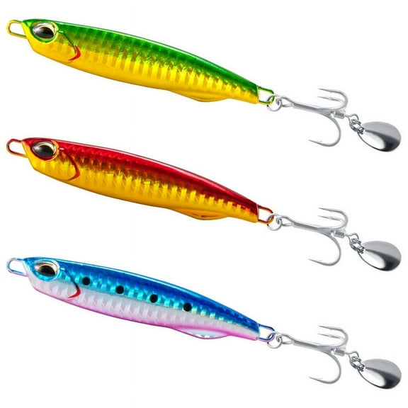 Dr.Fish 3 Pack Jigging Spoons Metal Casting Jigs Bladed Treble Hooks Saltwater Casting Spoons Surf Fishing Trolling Lures Vertical Diamond Jigs Mackerel Striper Bluefish Lures