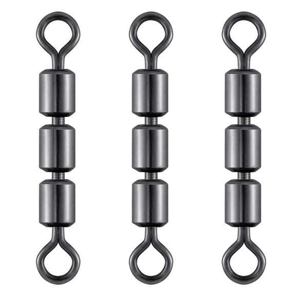 Dr.Fish 30 Pack High Speed 3 Roller Swivels, Fishing Barrel Swivels Rolling Leader Lure Connector Catfish Rig Bead Chain Saltwater Freshwater Size 0