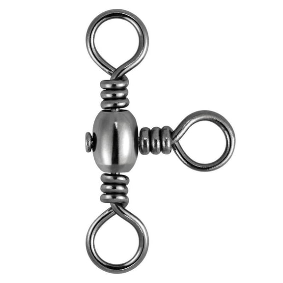 Dr.Fish 30PCS Stainless Steel Fishing 3-Way Swivels Solid Rid Ring Lures Rolling Tackles Connector 0.75in 44Lb