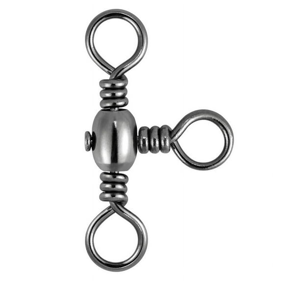 Dr.Fish 30PCS Stainless Steel Fishing 3-Way Swivels Solid Rid Ring Lures Rolling Tackles Connector 0.91in 75Lb