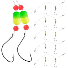 Dr.Fish 5 Packs Pompano Rigs Snell Floats #2 Hooks 30LB Surf Fishing Rigs Saltwater