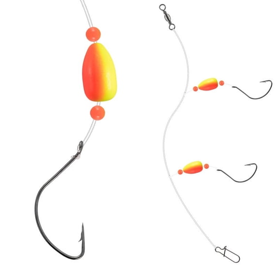 Dr.Fish 5 Pcs Pompano Rigs Surf Fishing Snell Floats Swivel Snaps Circle Hooks Saltwater