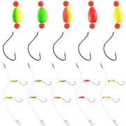 Dr.Fish 5 Pcs Pompano Rigs Surf Fishing Snell Floats Swivel Snaps Circle Hooks Saltwater