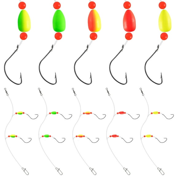 Dr.Fish 5 Pcs Pompano Rigs Surf Fishing Snell Floats Swivel Snaps ...