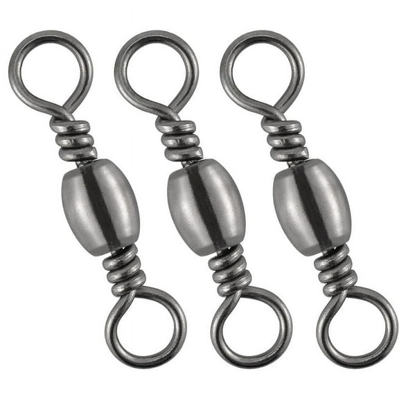 Dr.Fish 50-Pack Fishing Barrel Swivels #1/0 Stainless Brass Black Nickel Coating Freshwater Saltwater Hook Connector