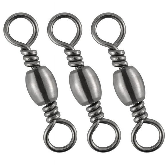 Dr.Fish 50-Pack Fishing Barrel Swivels #3/0 Stainless Brass Black Nickel Coating Freshwater Saltwater Hook Connector