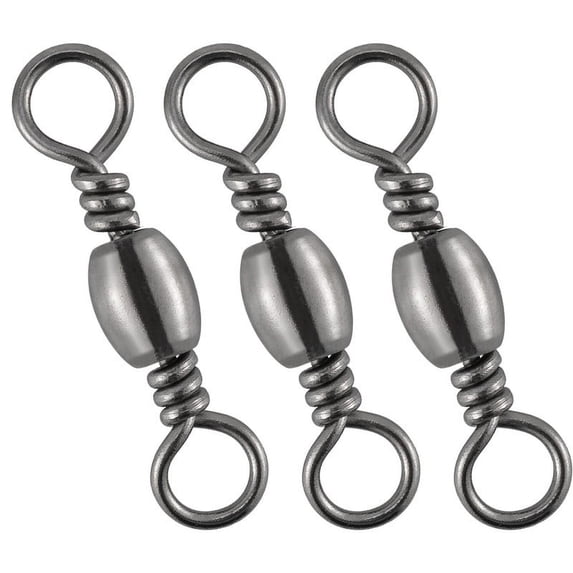 Dr.Fish 50-Pack Fishing Barrel Swivels #4 Stainless Brass Black Nickel Coating Freshwater Saltwater Hook Connector