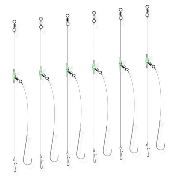 Dr.Fish 6PCS Sea Fishing Rigs Beach Casting, Pre-Rigged Hook Size 2/0 Clipped, Hand Tie Rigs for Shore Fishing 2, 3 Hooks Ready for Use