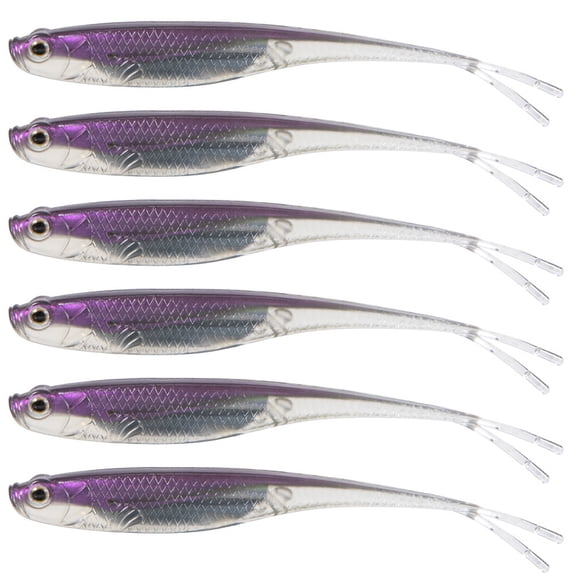 Dr.Fish 6pcs Fishing Soft Lures Plastic Fork Tail Bait Tackle 3 ...
