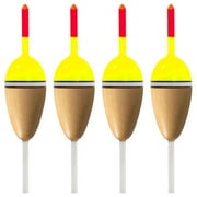 Dr.Fish Buoyant Balsa 4-Pack Fishing Bobbers Floats Wood Body Spring Fishing Floats and Bobbers, Oval Bobber for Crappie Bluegill Trout Bass Panfish Catfish Walleye
